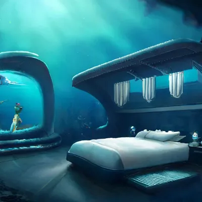 Отель под водой в котором плавают …» — создано в Шедевруме