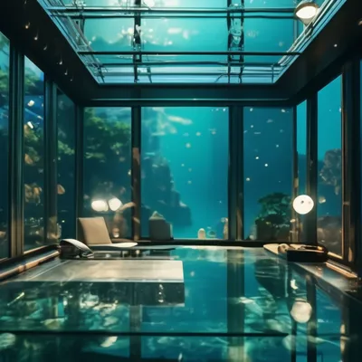 Стеклянный отель под водой, красиво…» — создано в Шедевруме