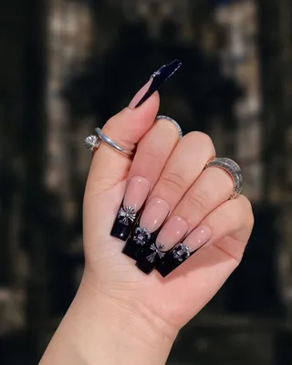 Glossy Pink Square Coffin Long Gothic Spider Halloween Fake Nails –  WhosNails.com