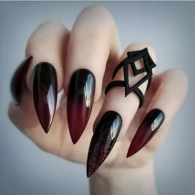 Gothic Black Blooming Fake Nails Full Long Square Hot Girl Press On Nails  Decor | eBay