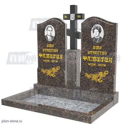 Двойной надгробный памятник из гранита - Овал с крестом - Гранит памяти -  Тольятти