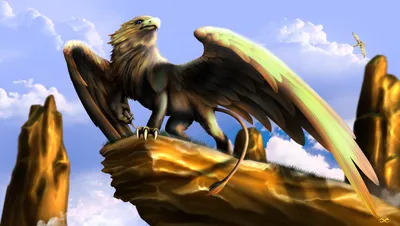Грифон или гриффон легендарное существо с телом льва, головой и крыльями  орла | Премиум PSD Файл