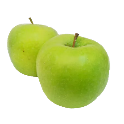 Вид сверху на блестящее яблоко гренни смит на белом | Премиум Фото