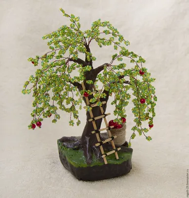 ЯБЛОНЯ из бисера своими руками/ Бисероплетение DIY | Árvores bonsai,  Artesanatos variados, Árvores de arame