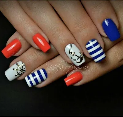Instagram photo by Kylie Markovich 💕 • Jul 22, 2015 at 4:14pm UTC |  Nautical nails, Floral nail designs, Anchor nail art