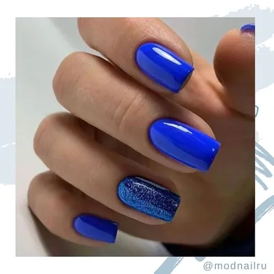 Маникюр на длинные ногти / синий - 24 фото ногтей 2024
