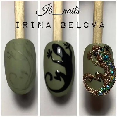 МАНИКЮР: уроки и МК on Instagram: “@ib_nails - Ящерка 🦎💚🦎 . . . .  #мастеркласс #дизайнногтей #мкросписьногт… | Дизайнерские ногти, Нейл-арт,  Маникюр с животными