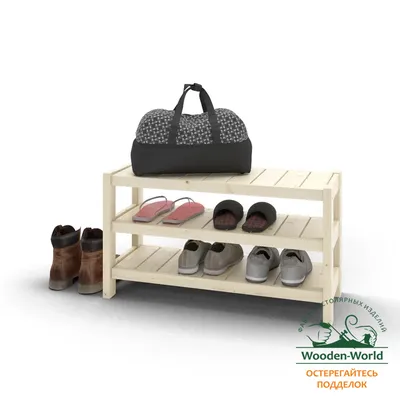 Купить Тумба для обуви Классическая, 3 полки, 91х35х48,5 см, деревянная,  СК-16 из массива дерева в интернет-магазине Wooden-World