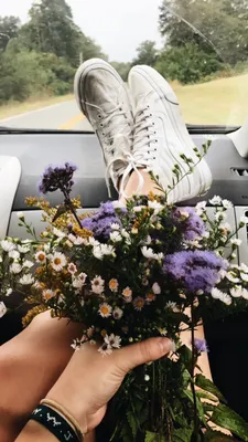 Селфи с букетом цветов - 80 фото