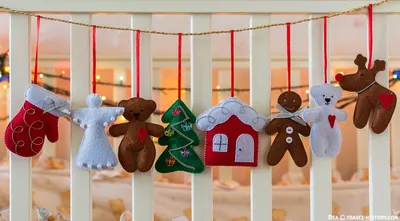Купить Елочные новогодние игрушки из фетра | Skrami.ru
