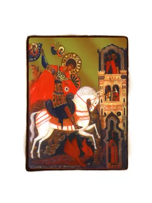 Купить старинную деревянную икону «Святой Георгий Победоносец»,  Владимирские земли, кон. 19 в.