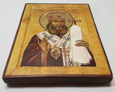 Греческая православная деревянная икона Святого Луки Крымского с позолотой  – Agiografia Icons