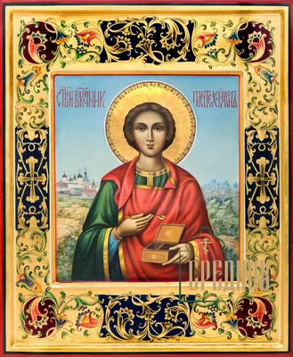 Купить старинную деревянную икону «Святой Великомученик Пантелеймон  целитель», начало 20 века.