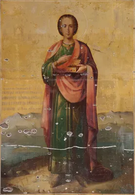 Icon of saint Panteleimon (Saint Catherine's Monastery, Mount Sinai) /  Единственная житийная икона св. Пантелеймона византийского времени . b.  XIII c.. anonimus 572 St Panteleimon Stock Photo - Alamy