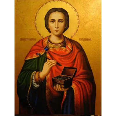 Писаная Икона святой Пантелеимон купить заказать в Киеве с доставкой по  Украине || Иконный Двор