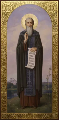 Преподобный Сергий Радонежский, рукописная икона темперой