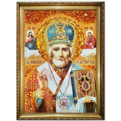 Икона Святой Николай Чудотворец из янтаря купить в Украине по  привлекательной цене — Amber Stone