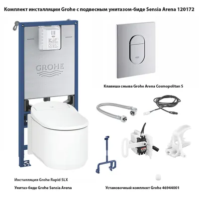 Инсталляция GROHE Solido с унитазом, сиденьем, кнопкой хром купить недорого  в интернет-магазине сантехники Бауцентр