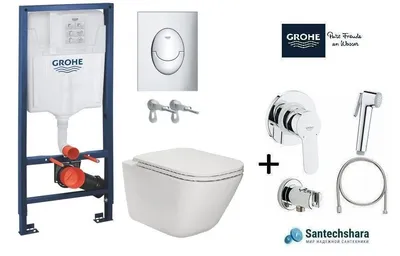 Комплект: Инсталляция Grohe Rapid SL (38772001) и Унитаз подвесной Ravak  Uni Chrome RimOff (X01535)