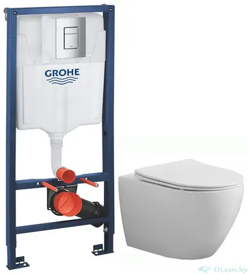 Инсталляция Grohe Rapid SL 39503000 4 в 1 + Унитаз подвесной Roca Gap Clean  Rim с сидением Soft Close Slim A34H470000 + Гигиенический душ Grohe Bau  Edge 28512001 арт. 39503000+A34H470000+28512001 - купить