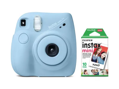 Fujifilm INSTAX Mini 7+ Exclusive Blister Bundle with Bonus Pack of Film  (10-pack Mini Film), Light Blue - Walmart.com