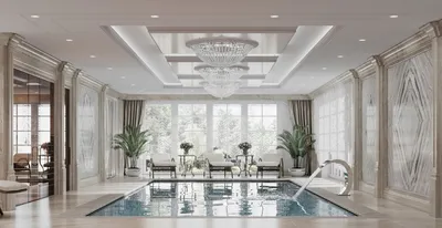 Дизайн бассейна в частном доме с выходом на веранду ⋆ Студия дизайна  элитных интерьеров Luxury Antonovich Design
