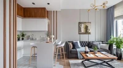 Дизайн интерьера гостиной и кухни-столовой в загородном доме (коттедже) –  arch-buro.com