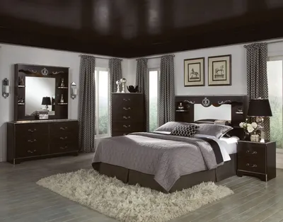 Интерьер спальни с темной мебелью венге - фото №40-сп