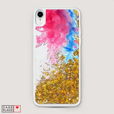 Жидкий чехол с блестками для iPhone XR (10R) с принтом «Краска в воде» —  купить в интернет-магазине Case Place