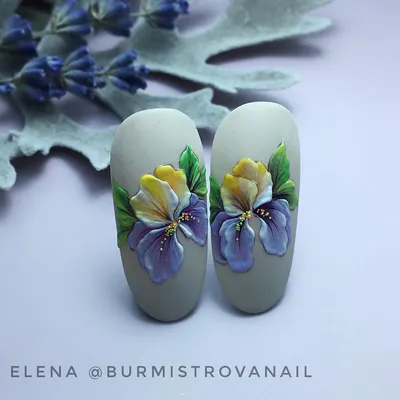 Yelena Burmistrova🇰🇿kostanay on Instagram: “Объемные цветы ❤️ Ирисы один  из цветов весны💐 Но сейчас начин… | Цветочные ногти, Дизайнерские ногти,  Цветы на ногтях