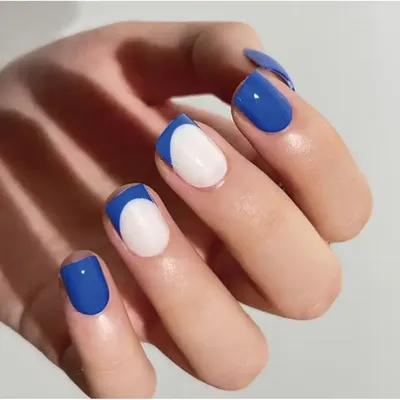 Накладные ногти Beautiful Nail синий френч, форма квадрат, короткие, 24 шт  - купити за найкращою ціною в Україні ➤ KittyShop.com.ua