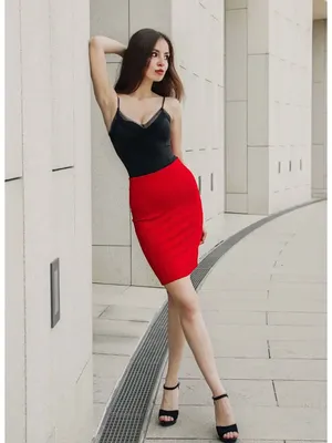 Женская эластичная юбка-карандаш с высокой талией | AliExpress