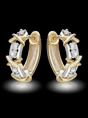 O! JEWELRY Золотые серьги с бриллиантами Тиффани