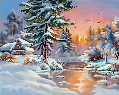 Рисунок Избушка в зимнем лесу №278410 - «Новогодние фантазии» (11.01.2022 -  13:39)