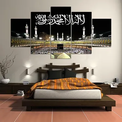 5 панелей, обои с изображением ислама, Мекки, Каабы, искусство искусства на  стену, картины для гостиной, домашний декор | AliExpress