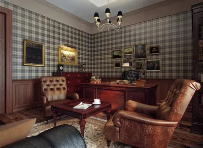 Кабинет в Английском стиле - Галерея 3ddd.ru | Дизайн офисного интерьера,  Современный домашний офис, Интерьер