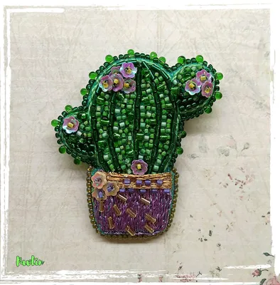 Брошь из бисера кактус своими руками | как сделать брошь | cactus brooch  DIY | beadsbrooch tutorial - YouTube