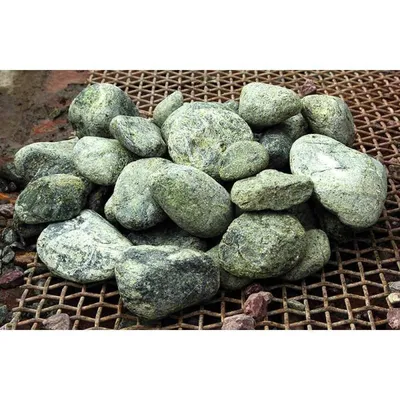 Камень для бани Серпентинит(змеевик) колотый средний в ведре — ГОР ГАЗ