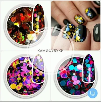 Дизайн ногтей с конфетти (камифубуки)