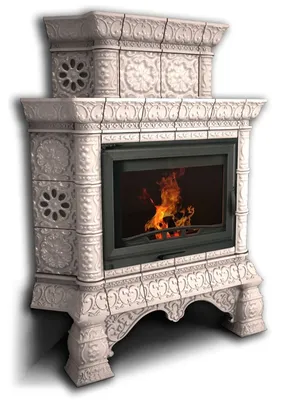 Готовый дровяной печь-камин с изразцами Helvetia K ABX - продажа со скидкой  из салона