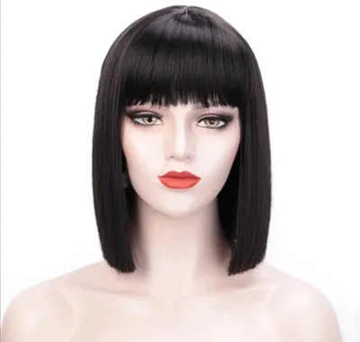 Парик каре черные волосы прямая челка (ID#1195402225), цена: 1300 ₴, купить  на Prom.ua