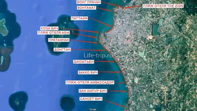 Подробная карта Паттайи на русском языке — Пума в Тайланде, живем и  отдыхаем в Тайланде дикарем