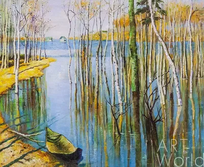 Копия картины И. Левитана \"Весна. Большая вода\", худ. С. Камский 50x60  IL190603 купить в Москве
