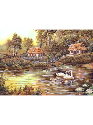 Картина из янтаря \"Осенний пейзаж\" 80x120 купить в интернет-магазине EXKLUSI