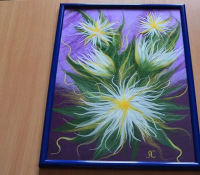 Картина из шерсти цветы (шерстяная акварель) – купить в интернет-магазине  HobbyPortal.ru с доставкой