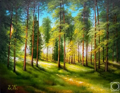 Интерьерная картина Пейзаж Лес Горы на холсте, на стену 50х70 см - купить  по низкой цене в интернет-магазине OZON (302739302)