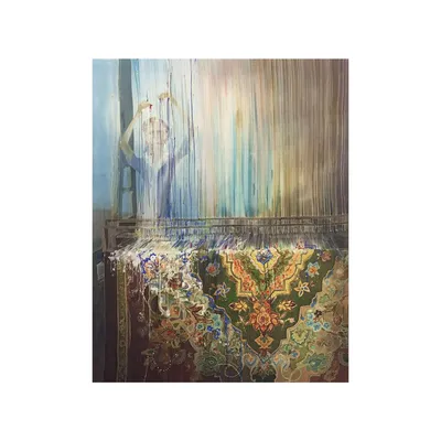 Картина на холсте для интерьера У цветущего граната ручной работы в багете,  вышивка шелком (55х75х3 см) - купить по низкой цене в интернет-магазине  OZON (866403220)
