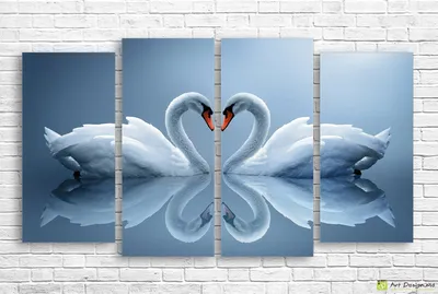 Репродукция картины «Лебеди на закате» из каменной крошки в подарок  любителям благородных птиц