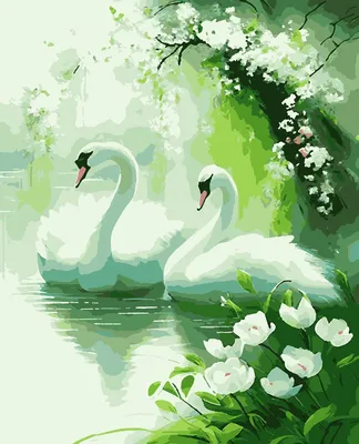 Картина \"Лебеди в цветах\" 56*76 см МИКС - РусЭкспресс