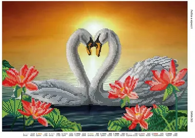 Картина модульная - Лебеди в лилиях, Art. anml_0023